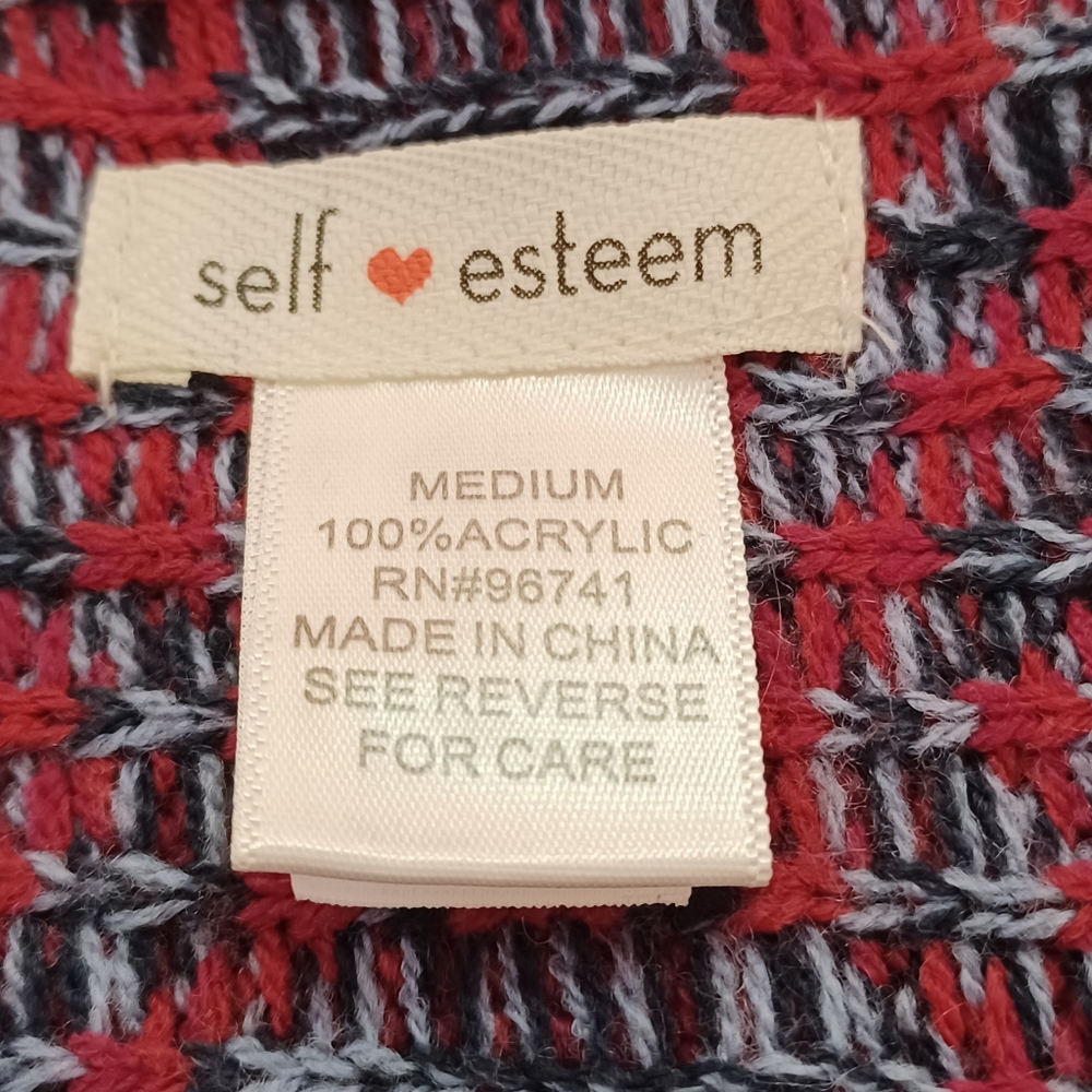 Self Esteem Cardigans Medium Rust Blues Black Azt… - image 3